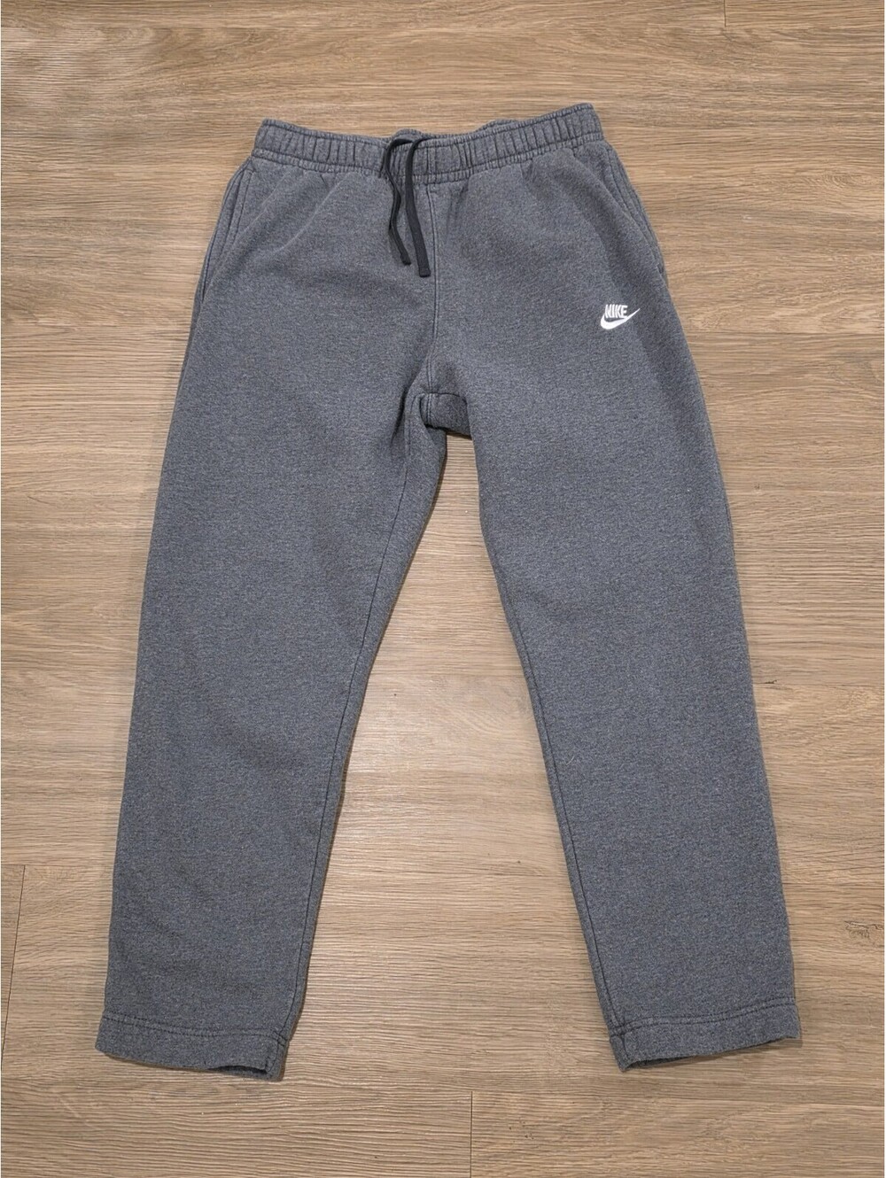 Nike Mens Medium Charcoal Gray Club Fleece Open Hem Sweatpants Straight Leg